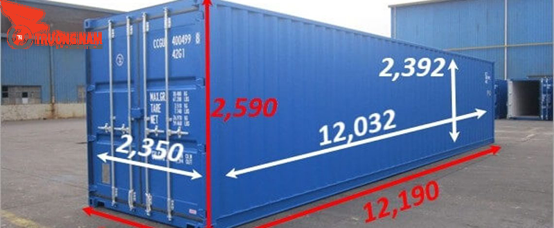 Ký hiệu về kích thước trên container rất rõ ràng