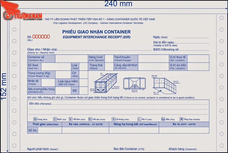 Mẫu phiếu EIR thường được sử dụng